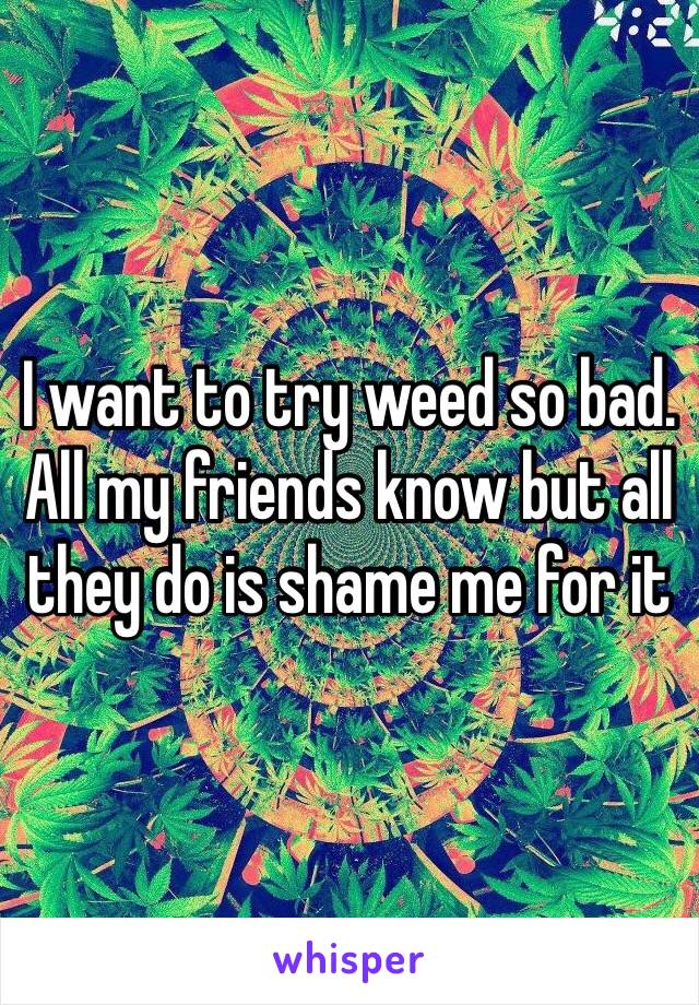 I want to try weed so bad. All my friends know but all they do is shame me for it 