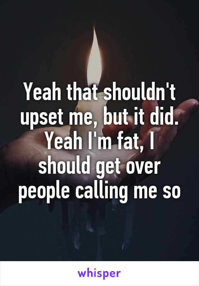 Yeah that shouldn't upset me, but it did.
Yeah I'm fat, I should get over people calling me so