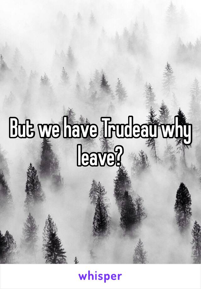 But we have Trudeau why leave?