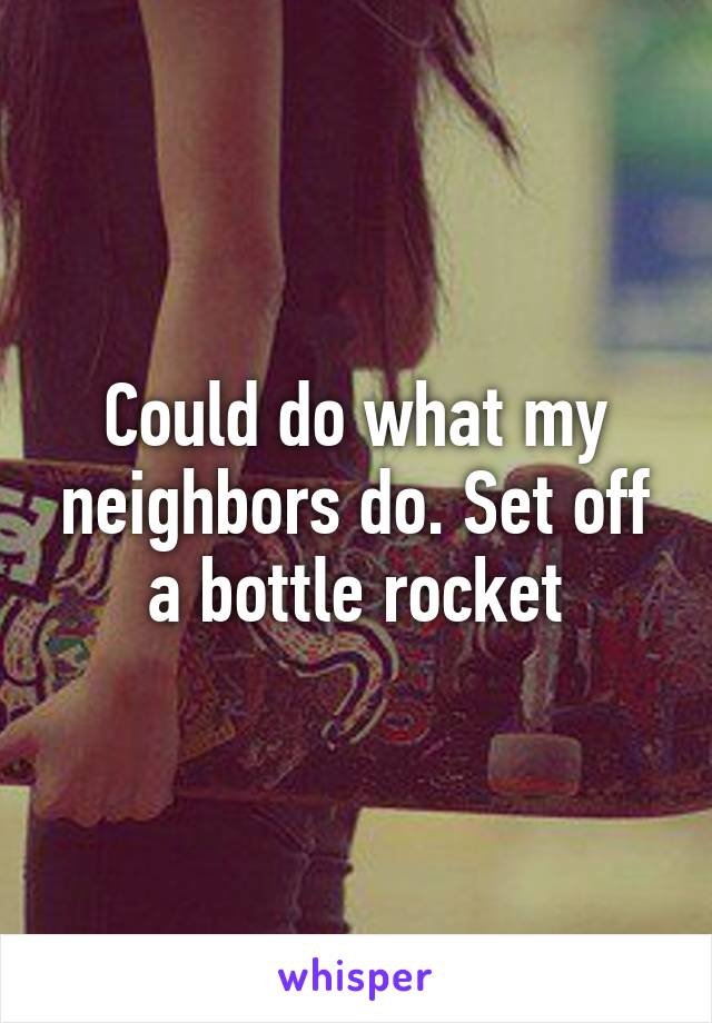 Could do what my neighbors do. Set off a bottle rocket