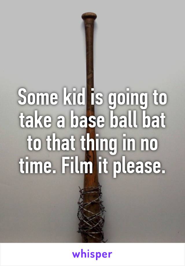 Some kid is going to take a base ball bat to that thing in no time. Film it please.