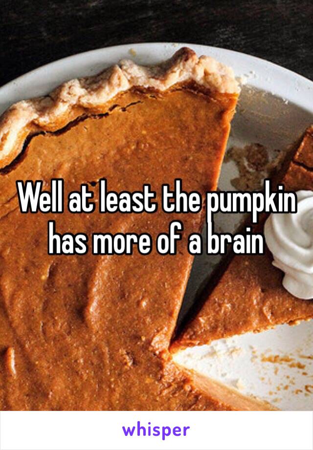 Well at least the pumpkin has more of a brain 