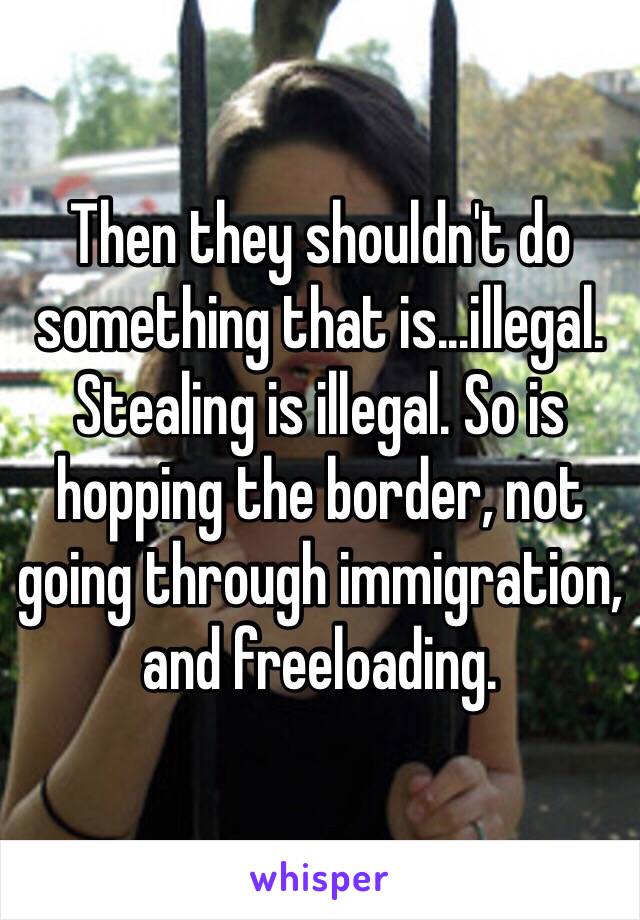 Then they shouldn't do something that is...illegal. Stealing is illegal. So is hopping the border, not going through immigration, and freeloading.