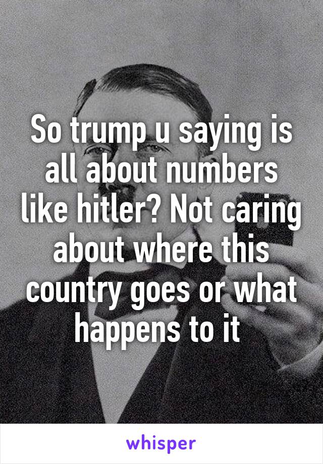 So trump u saying is all about numbers like hitler? Not caring about where this country goes or what happens to it 