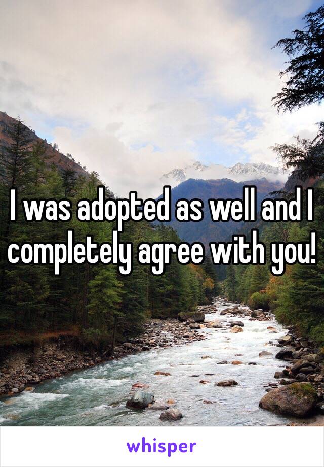 I was adopted as well and I completely agree with you!