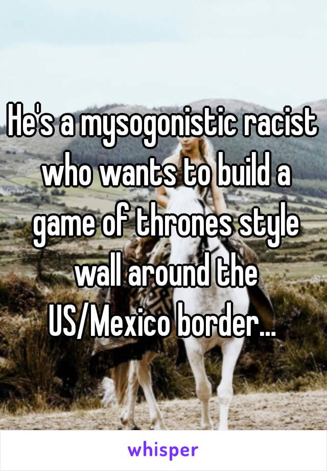 He's a mysogonistic racist who wants to build a game of thrones style wall around the US/Mexico border… 