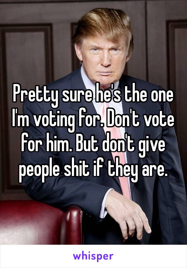 Pretty sure he's the one I'm voting for. Don't vote for him. But don't give people shit if they are. 