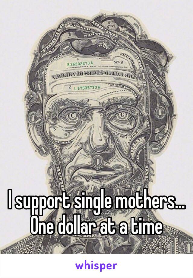 I support single mothers... One dollar at a time 