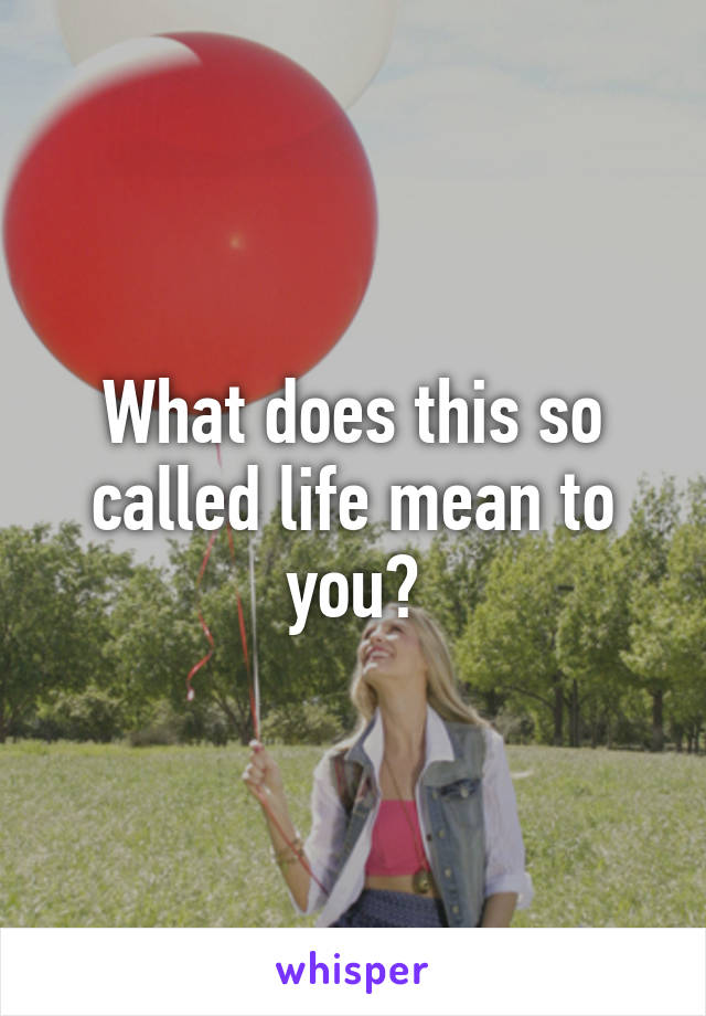 What does this so called life mean to you?