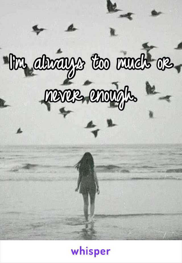 I'm always too much or never enough.