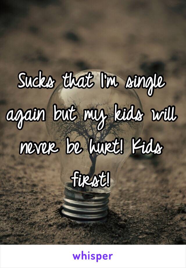 Sucks that I'm single again but my kids will never be hurt! Kids first!