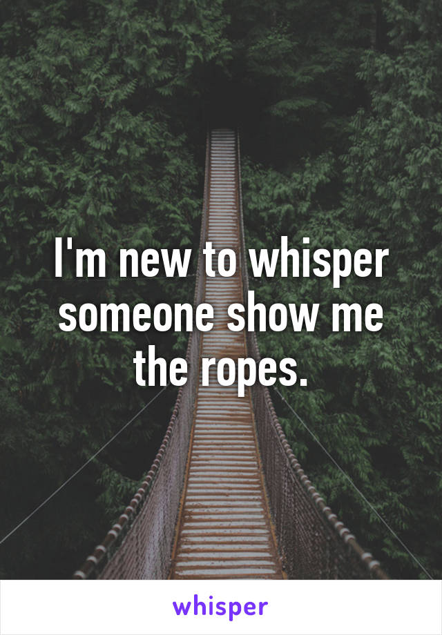 I'm new to whisper someone show me the ropes.