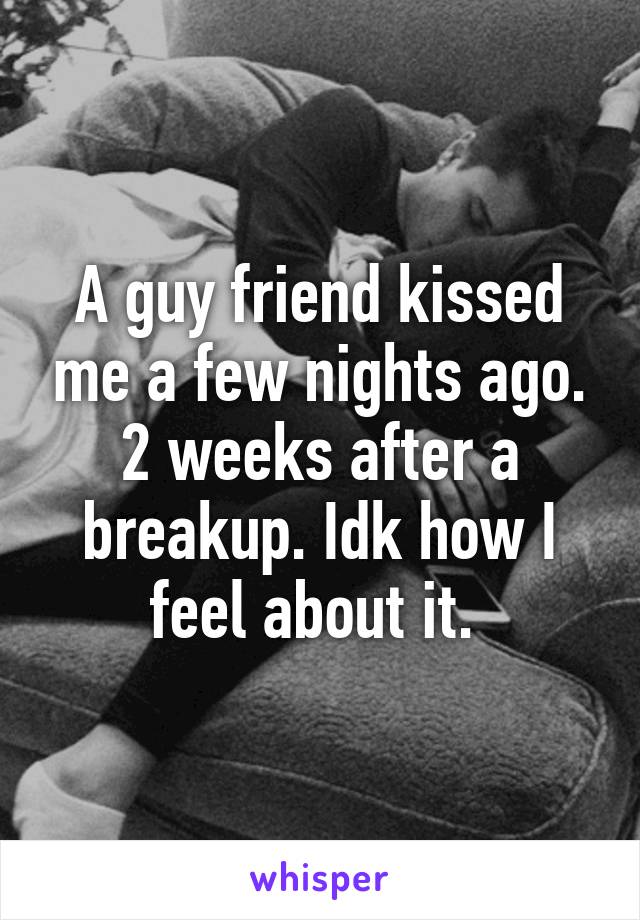 A guy friend kissed me a few nights ago. 2 weeks after a breakup. Idk how I feel about it. 