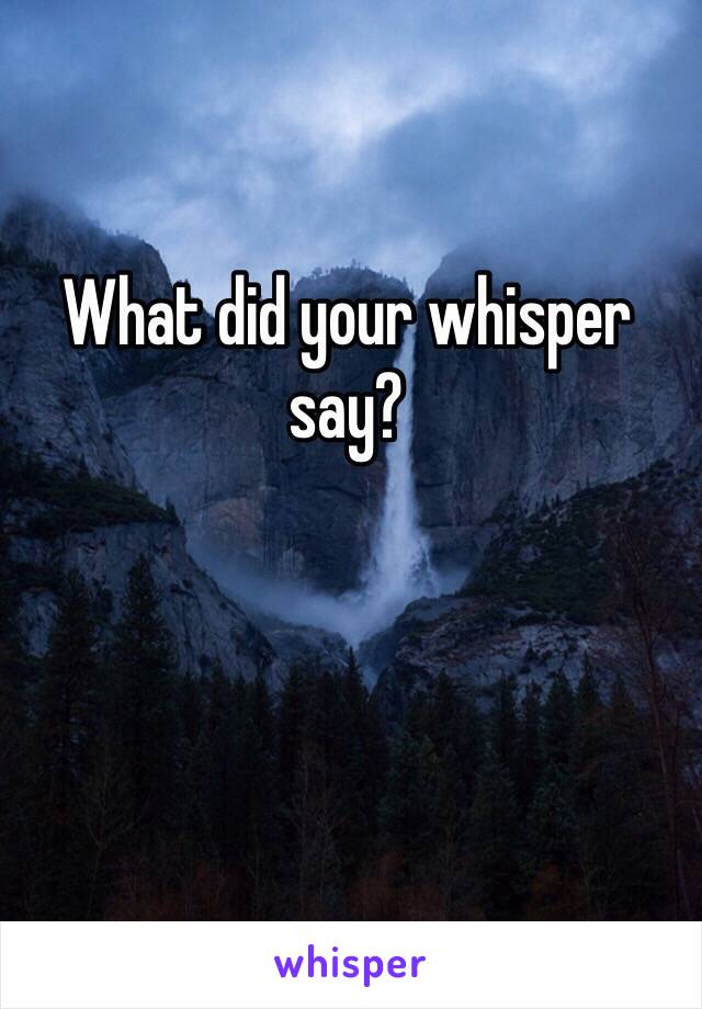 What did your whisper say?
