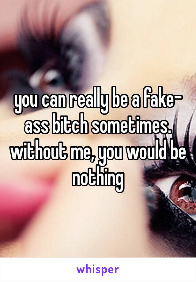 you can really be a fake-ass bitch sometimes. without me, you would be nothing