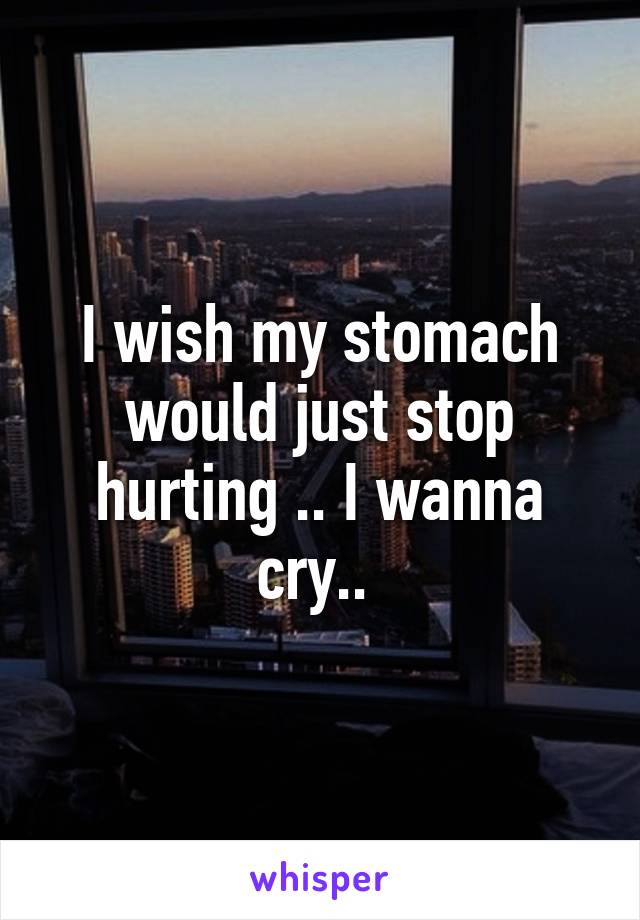 I wish my stomach would just stop hurting .. I wanna cry.. 