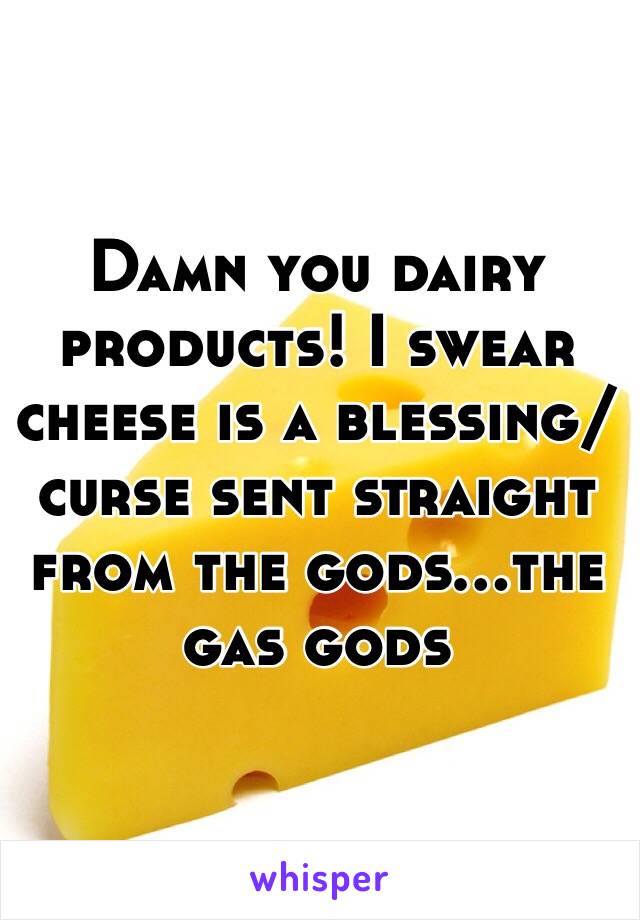 Damn you dairy products! I swear cheese is a blessing/curse sent straight from the gods...the gas gods 