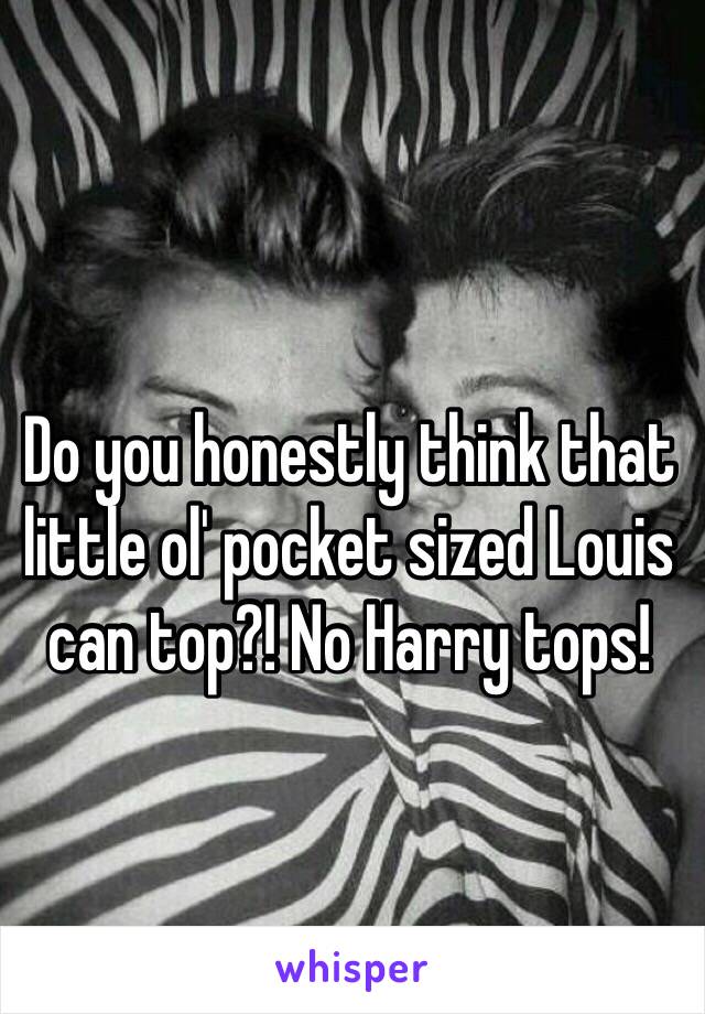 Do you honestly think that little ol' pocket sized Louis can top?! No Harry tops!