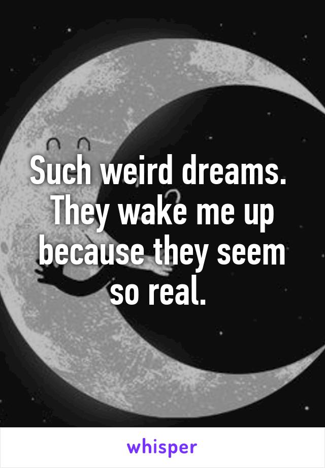 Such weird dreams.  They wake me up because they seem so real. 