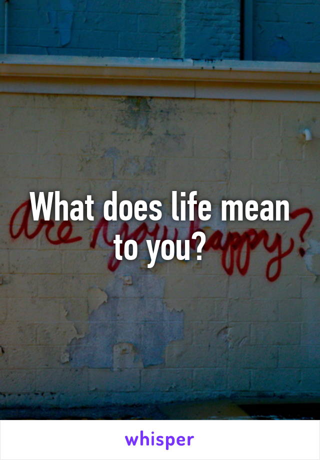 What does life mean to you?