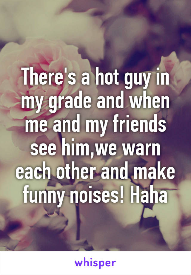 There's a hot guy in my grade and when me and my friends see him,we warn each other and make funny noises! Haha