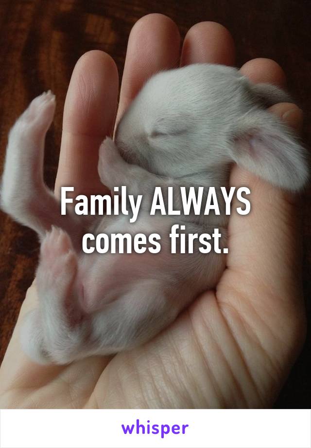 Family ALWAYS comes first.