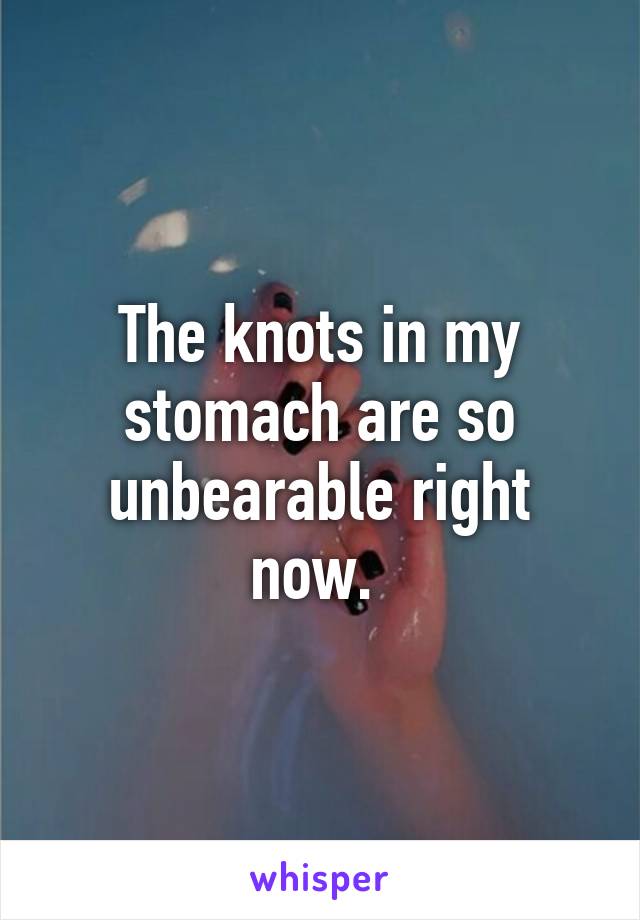 The knots in my stomach are so unbearable right now. 