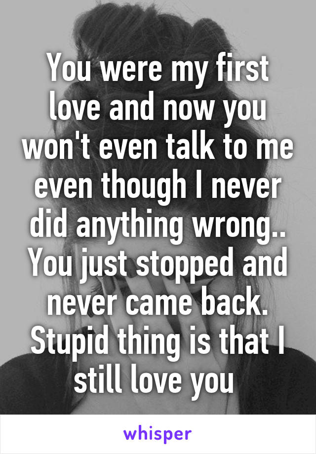 You were my first love and now you won't even talk to me even though I never did anything wrong.. You just stopped and never came back. Stupid thing is that I still love you 