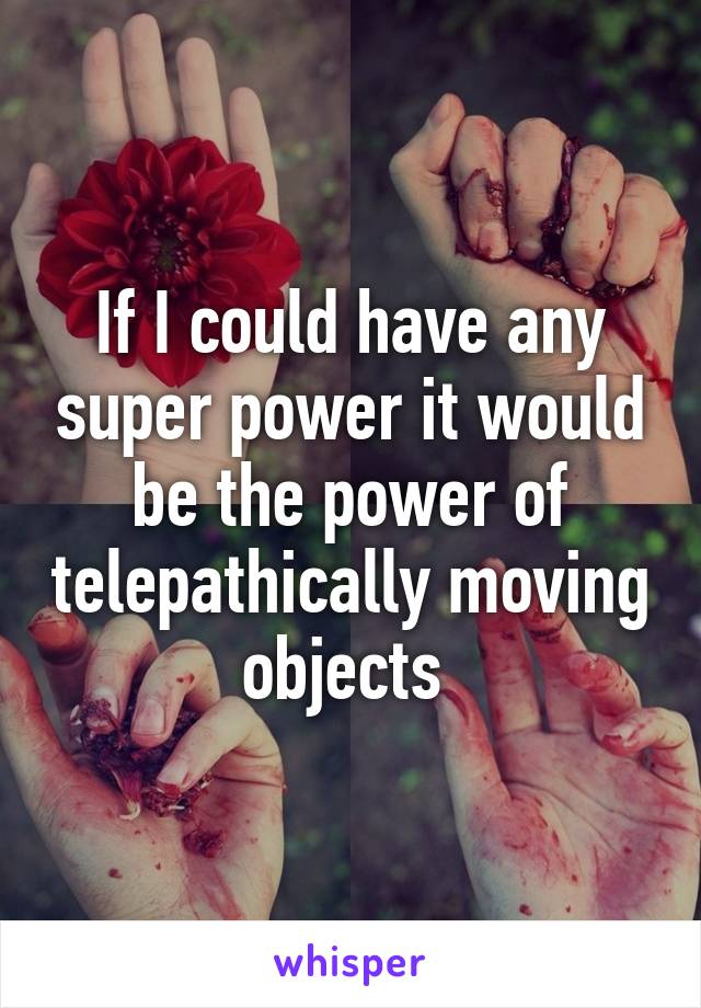 If I could have any super power it would be the power of telepathically moving objects 