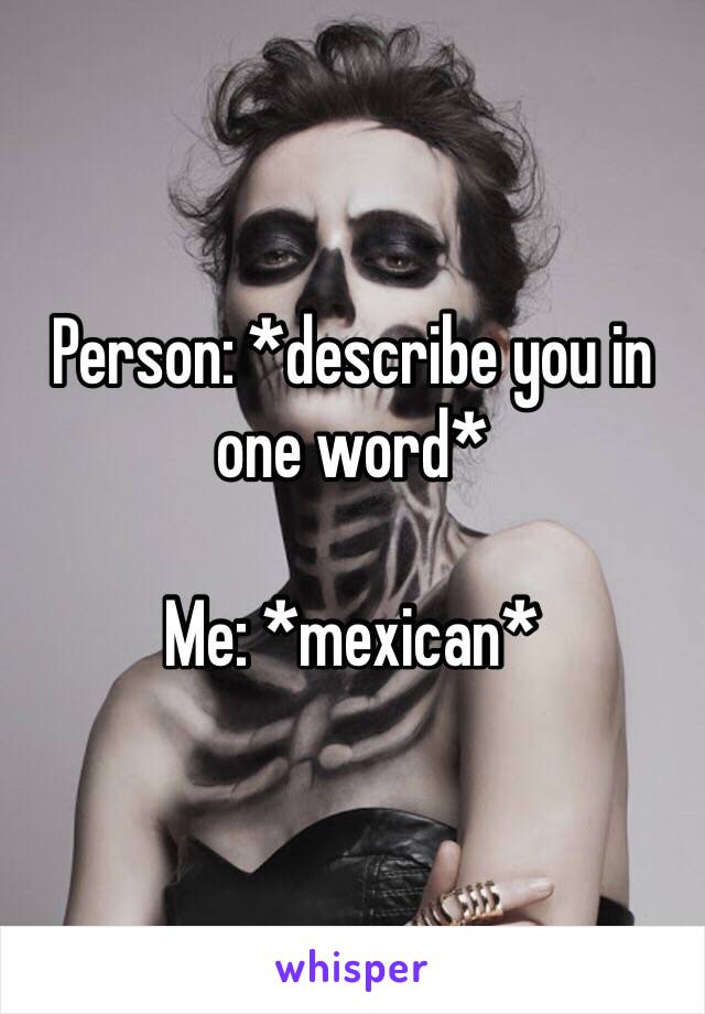 Person: *describe you in one word*

Me: *mexican*