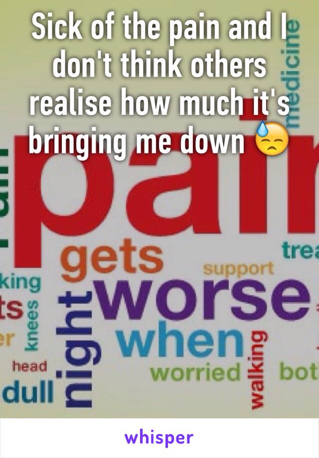 Sick of the pain and I don't think others realise how much it's bringing me down 😓