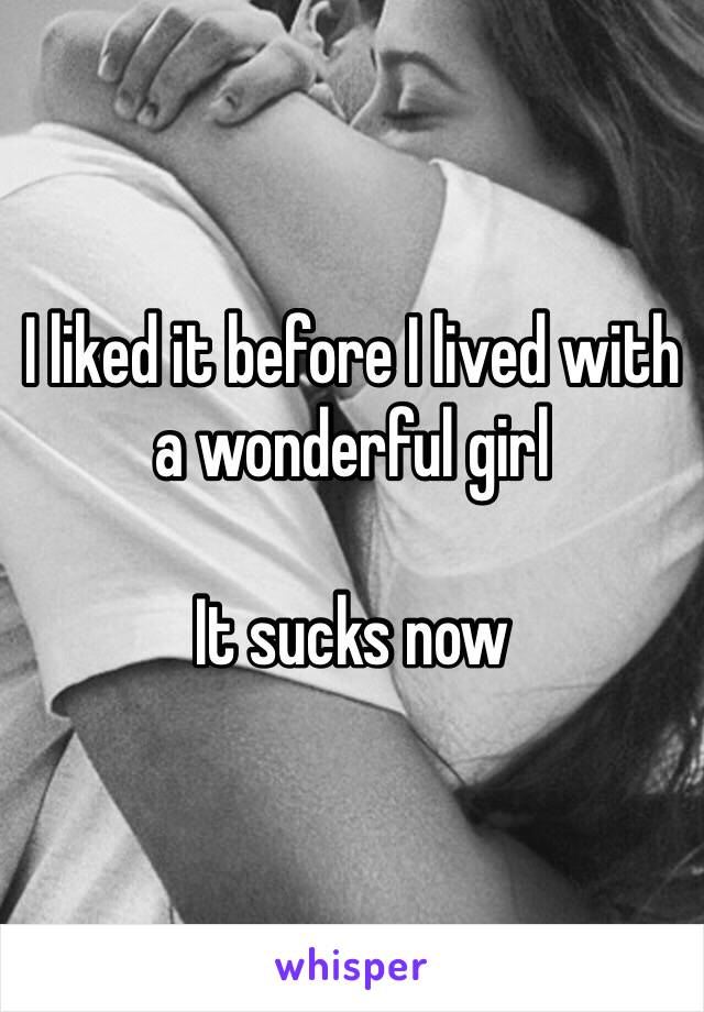 I liked it before I lived with
a wonderful girl

It sucks now