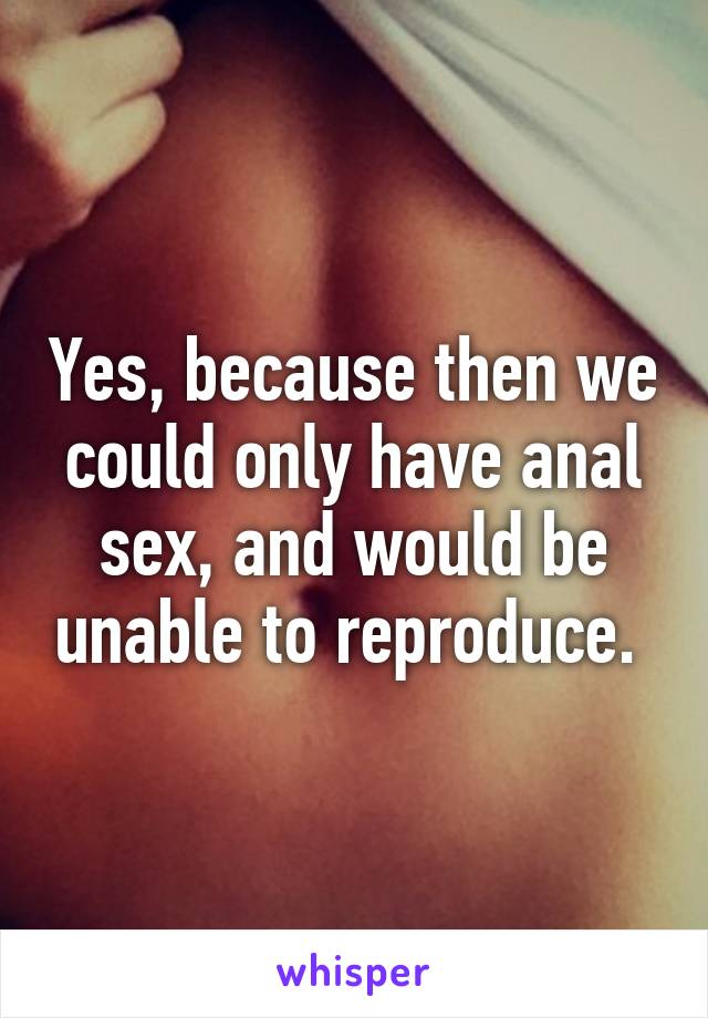 Yes, because then we could only have anal sex, and would be unable to reproduce. 