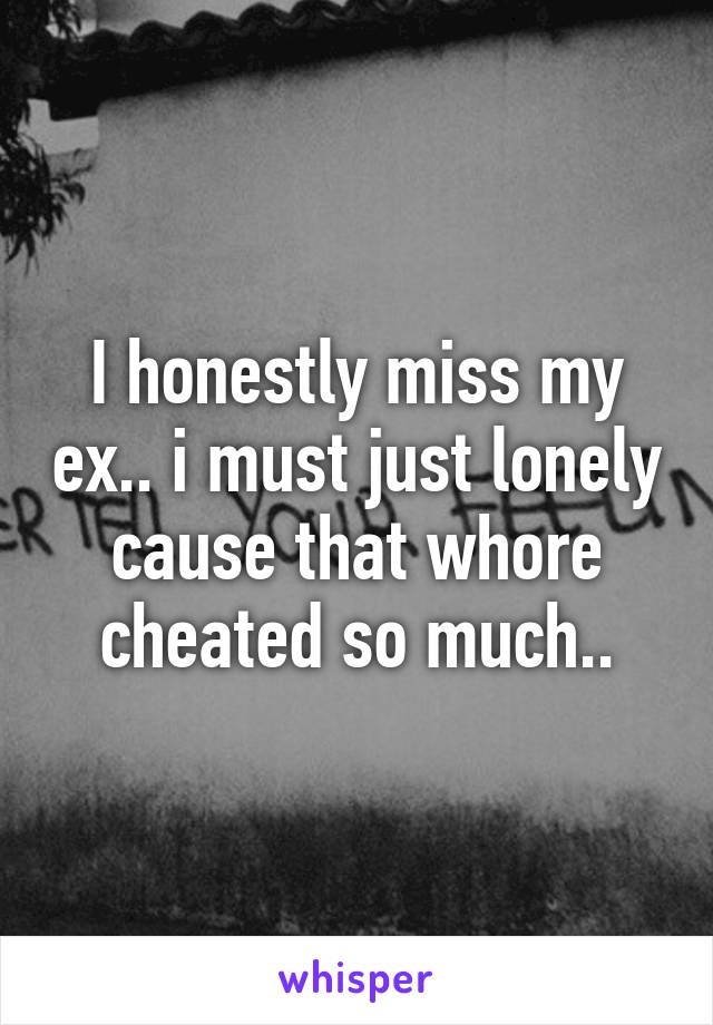 I honestly miss my ex.. i must just lonely cause that whore cheated so much..