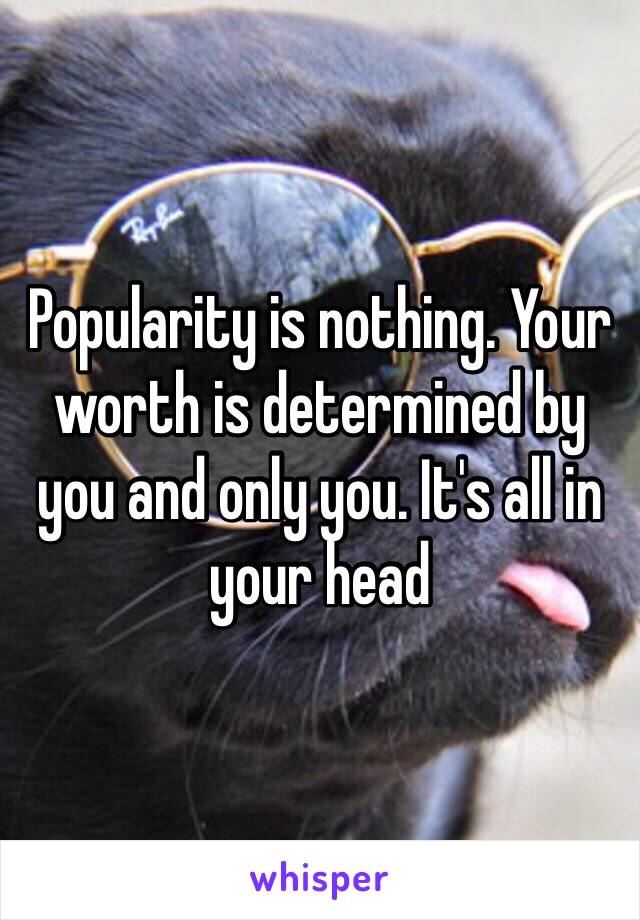 Popularity is nothing. Your worth is determined by you and only you. It's all in your head 