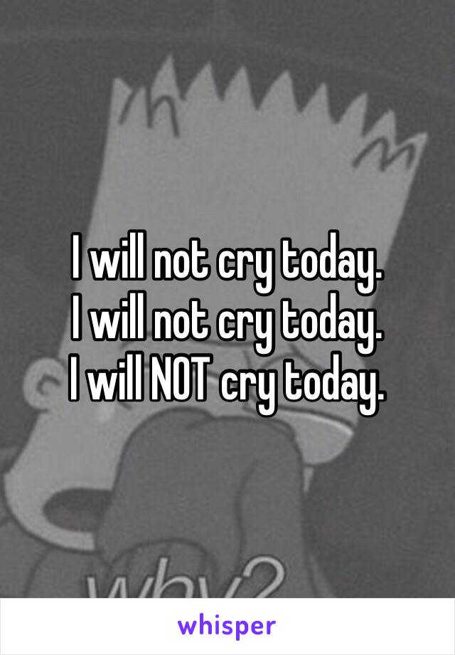 I will not cry today.
I will not cry today.
I will NOT cry today. 