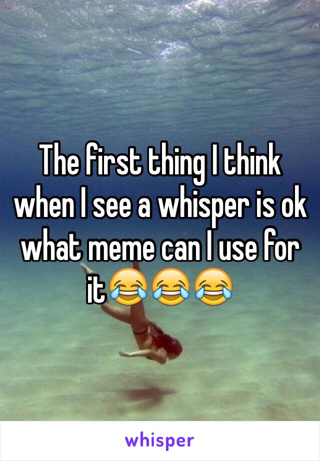 The first thing I think when I see a whisper is ok what meme can I use for it😂😂😂