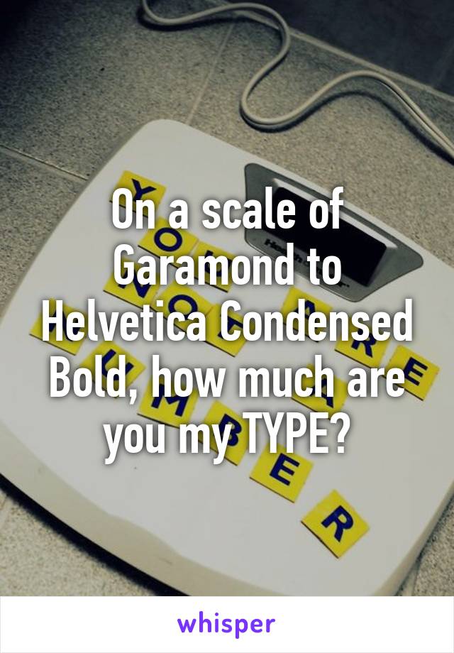 On a scale of Garamond to Helvetica Condensed Bold, how much are you my TYPE?