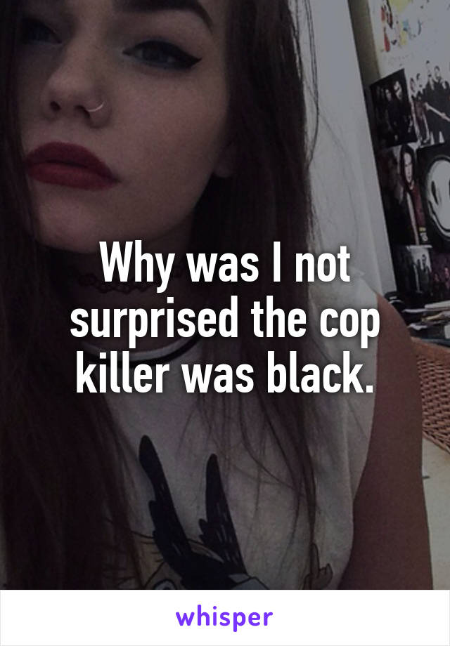 Why was I not surprised the cop killer was black.