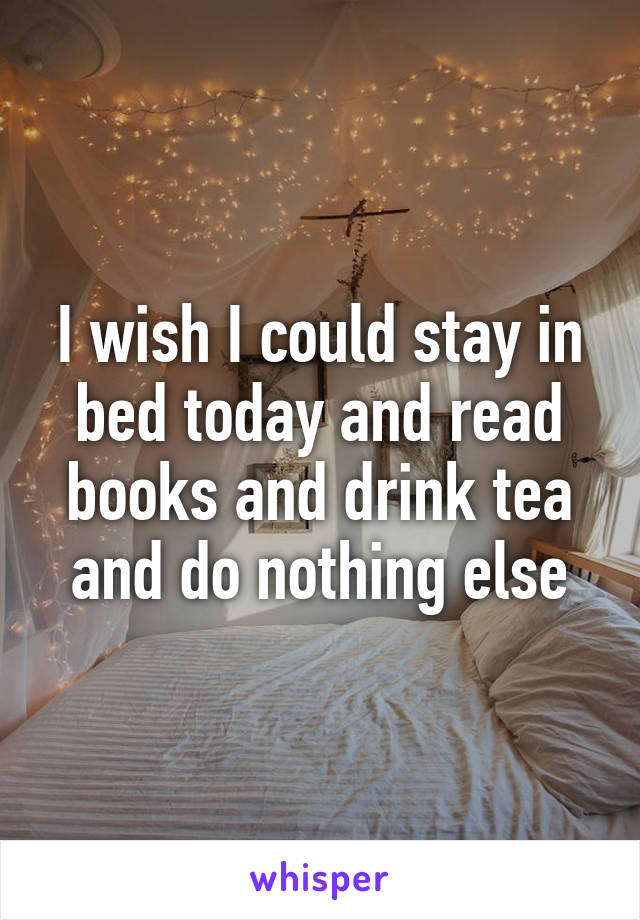 I wish I could stay in bed today and read books and drink tea and do nothing else