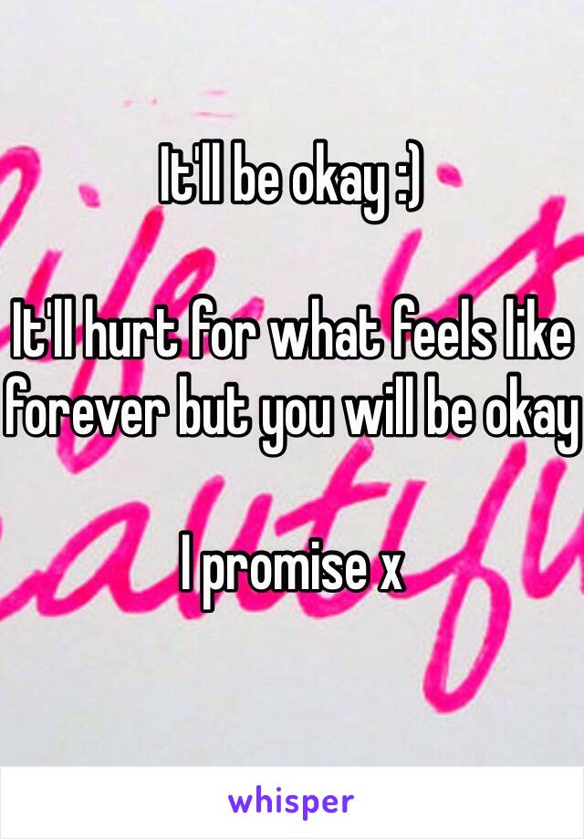 It'll be okay :) 

It'll hurt for what feels like forever but you will be okay

I promise x