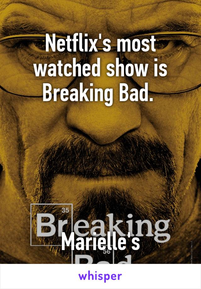 Netflix's most watched show is Breaking Bad. 





Marielle's