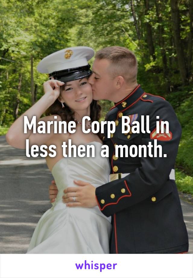 Marine Corp Ball in less then a month.