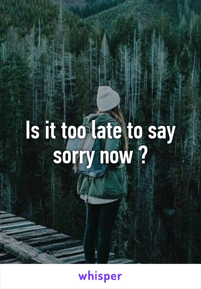 Is it too late to say sorry now ?