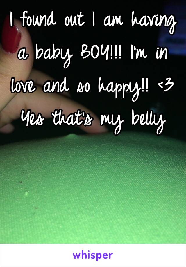 I found out I am having a baby BOY!!! I'm in love and so happy!! <3
Yes that's my belly 