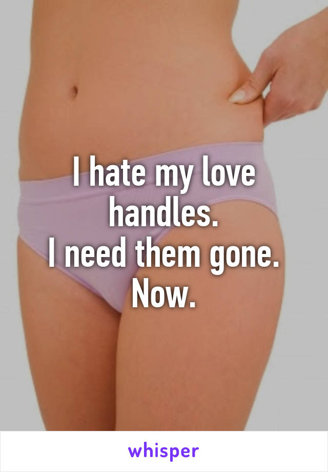 I hate my love handles.
I need them gone. Now.