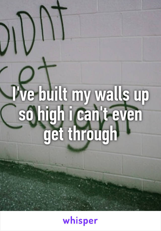 I've built my walls up so high i can't even get through