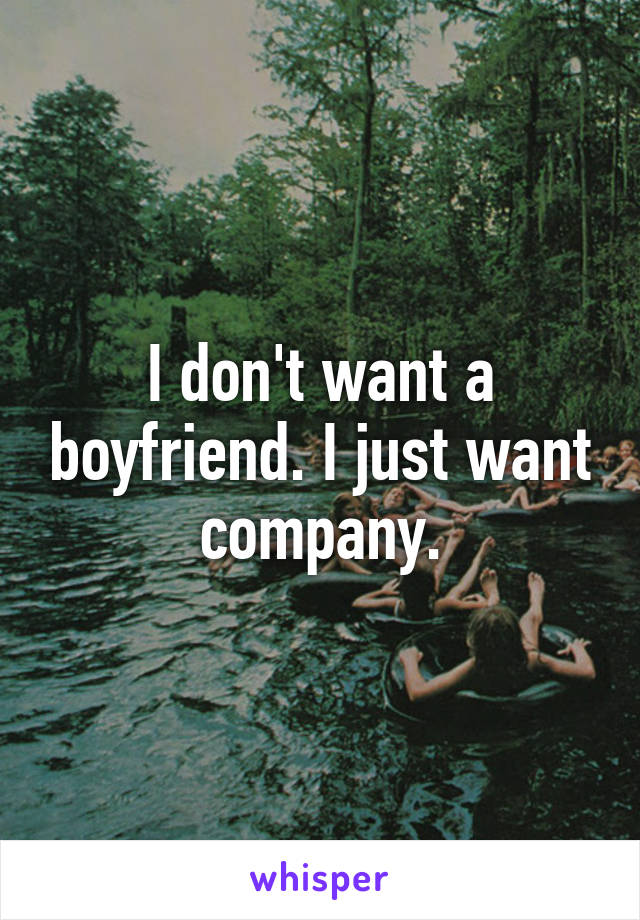 I don't want a boyfriend. I just want company.