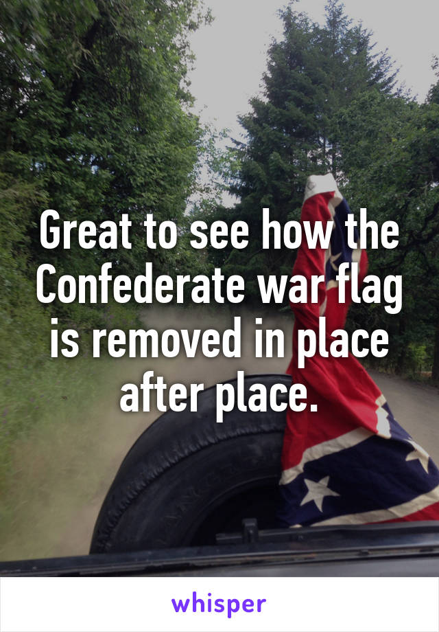 Great to see how the Confederate war flag is removed in place after place.