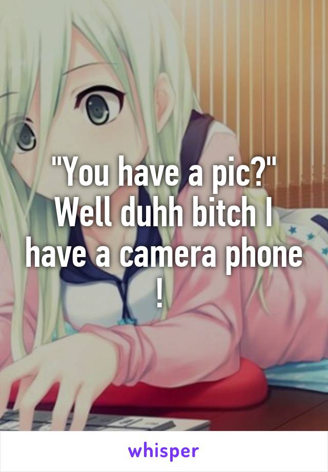 "You have a pic?" Well duhh bitch I have a camera phone ! 